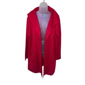 Vertigo Paris Red Hooded Open Front Cardigan W/ Pockets L